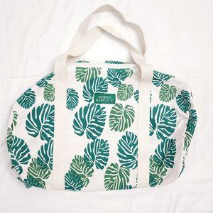 Mario Badescu White Canvas Tote with Green Leaves.